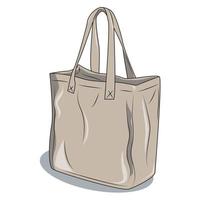 bolsa de asas de dibujos animados vectoriales con una forma no rígida. bolso tote de tela con asa. Bolsa tote reutilizable para ir de compras. vector