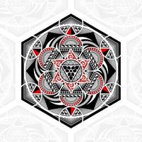 Geometric Hexagons And Circles In Mixed Of Thai Polynesian Mandala Art vector