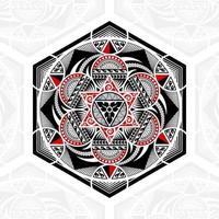 Geometric Hexagons And Circles In Mixed Of Thai Polynesian Mandala Art vector