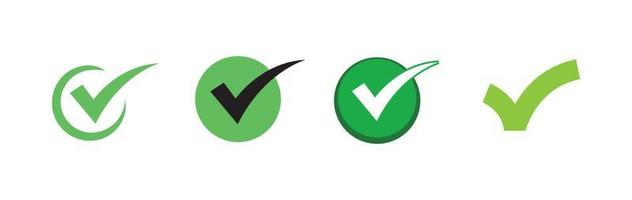 Check mark icons. Green tick approval. vector