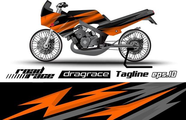 full vector drag racing motorcycle sticker wrapping design eps.10