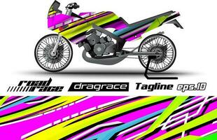 diseño de envoltura de etiqueta de motocicleta de carreras de arrastre de vector completo eps.10