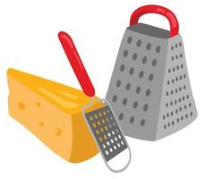 Grater and cheese. Hand drawn vector illustration. Suitable for website, stickers, gift cards.