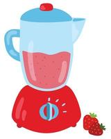 Strawberry smoothie blender. Hand drawn vector illustration. Suitable for website, stickers, gift cards.