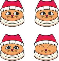 vector illustration of cute cartoon kitten wearing winter clothes with orange fur