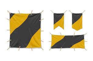 Vinyl banners 3d vector mockup, fabric awnings set