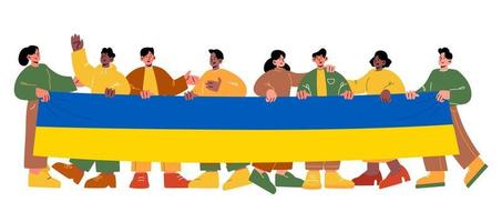 People holding Ukrainian flag, strike, protest vector