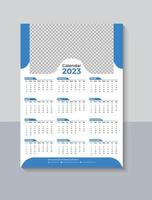 Creative One Page Wall Calendar 2023 Design, Business Calendar 2023, Modern 12 Month One Page Calendar Template, Pro Vector