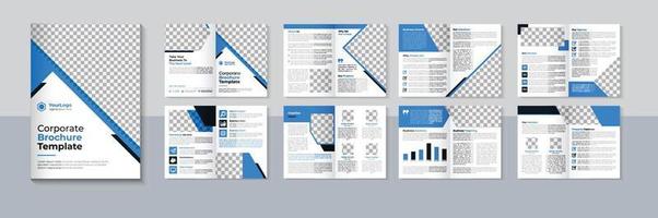 Modern 16 page brochure design, Business brochure template, Company profile, Blue color, Free Vector