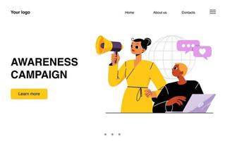 Awareness campaign landing page, social marketing vector