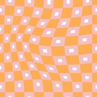 70s trippy grid retro seamless pattern in pink and orange vector