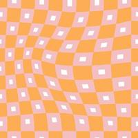 70s trippy grid retro seamless pattern in pink and orange vector