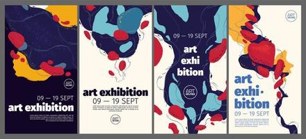 carteles de exposiciones de arte con pintura abstracta