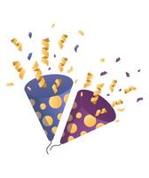 Bright party crackers with confetti vector