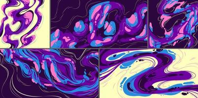 Abstract art backgrounds, modular paintings set vector