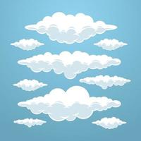 dibujos animados de nubes en el conjunto de ilustración de vector de cielo