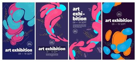 Art exhibition poster with abstract background vector