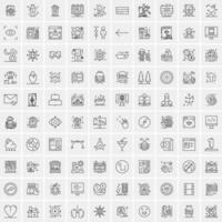 paquete de 100 iconos de líneas universales para móviles y web vector