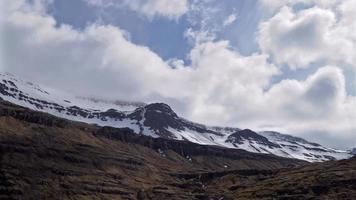 HD stock video of timelapse clouds over a volcanic mountain range in Iceland.