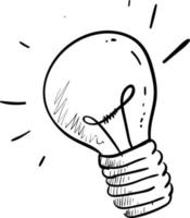 Lighting bulb drawing, illustration, vector on white background.