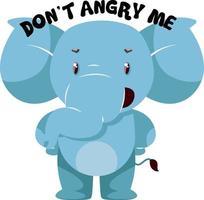 Angry elephant, illustration, vector on white background.