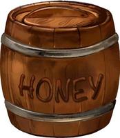 A barrel of honey. A hand-drawn watercolor vector drawing.