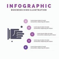 Hand Handshake Agreement Office Solid Icon Infographics 5 Steps Presentation Background vector