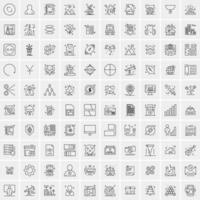 paquete de 100 iconos de líneas universales para móviles y web vector