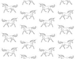 Vector seamless pattern of hand drawn unicorn