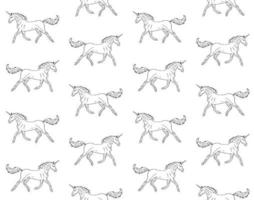 Vector seamless pattern of hand drawn unicorn