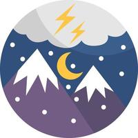 tormenta en la noche en las montañas, ilustración, vector, sobre un fondo blanco. vector
