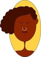 Calm black girl, illustration, vector on white background.