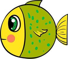 Green fish, illustration, vector on white background