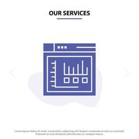 Our Services Browser Internet Web Static Solid Glyph Icon Web card Template vector