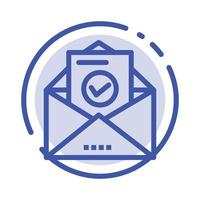 correo electrónico sobre educación azul línea punteada icono de línea vector