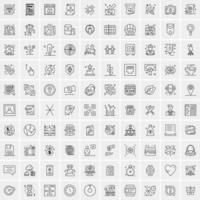 paquete de 100 iconos de líneas universales para móviles y web vector