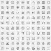 Pack of 100 Universal Line Icons for Mobile and Web vector