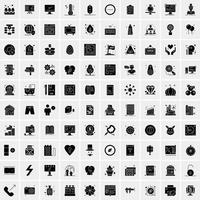 Set of 100 Business Solid Glyph icons vector