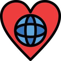 Ecology Environment World Heart Like  Flat Color Icon Vector icon banner Template