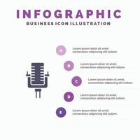 Microphone Multimedia Record Song Infographics Presentation Template 5 Steps Presentation vector