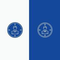 Target Employee Hr Hunting Personal Resources Resume Line and Glyph Solid icon Blue banner Line and vector