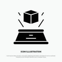 3d Box Hologram Imagination Presentation solid Glyph Icon vector