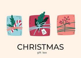 cajas de regalo de navidad. vector plano clipart de vacaciones