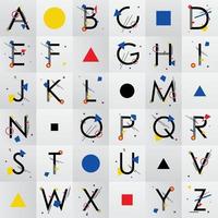 Alphabet BAUHAUS made up of simple geometric shapes, in Bauhaus style, inspired by Bauhaus school and paintings of  Wassily Kandinsky