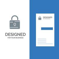 Lock Computing Locked Security Grey Logo Design and Business Card Template vector