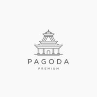 plantilla de diseño de icono de logotipo de pagoda plana vector