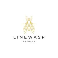 Wasp line art logo icon design template flat vector