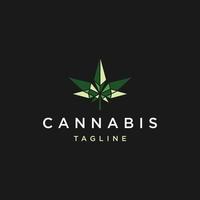 Cannabis geometric polygonal logo vector icon design template