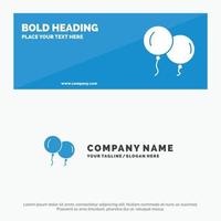 Balloons Fly Spring SOlid Icon Website Banner and Business Logo Template vector