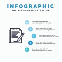 Agreement Report Form Layout Paper Line icon with 5 steps presentation infographics Background vector